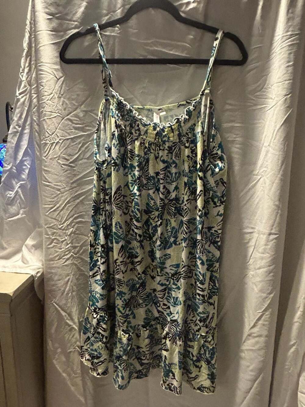 Joyspun Chemise Size 2X Blue Green Butterfly Sleepwear Nightgown